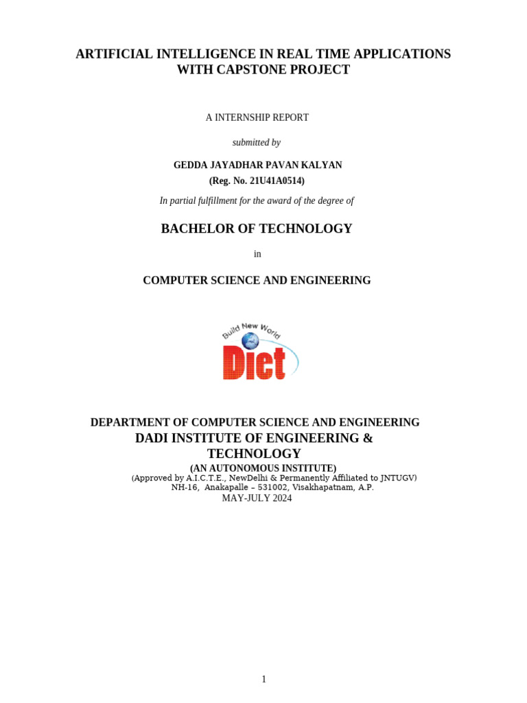Summer Internship 514 Report | PDF | Artificial Intelligence ...