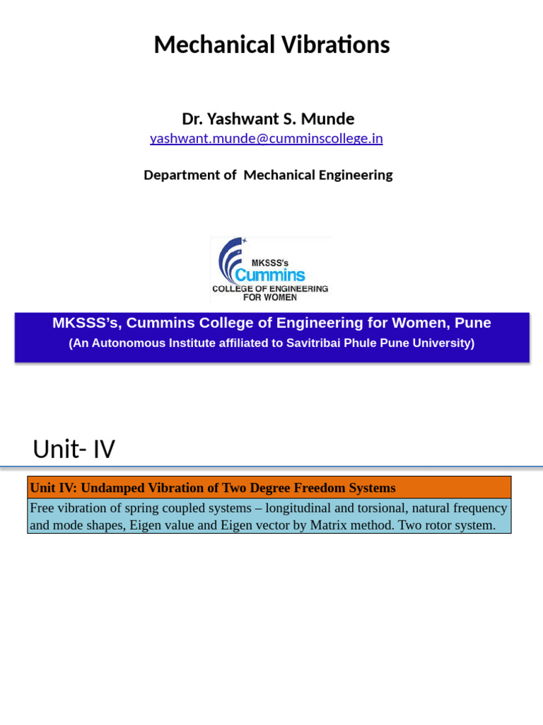 Damped Torsional Vibration Analysis | PDF | Normal Mode | Eigenvalues ...