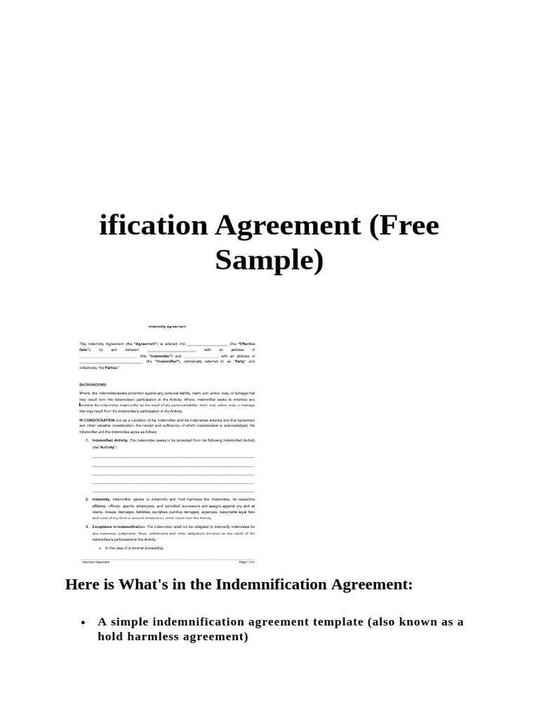 Indeminifiacation Agreemenyt | PDF | Indemnity | Public Law