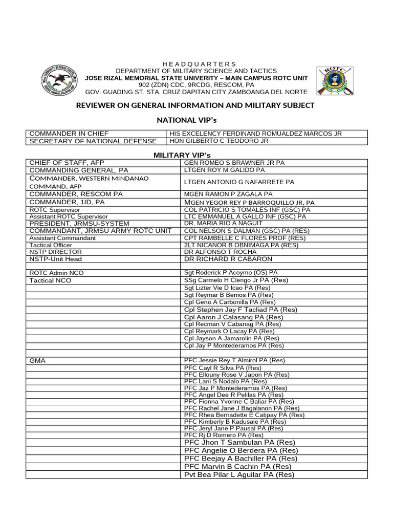 ROTC Leadership and Structure Overview | PDF | Leadership | United ...
