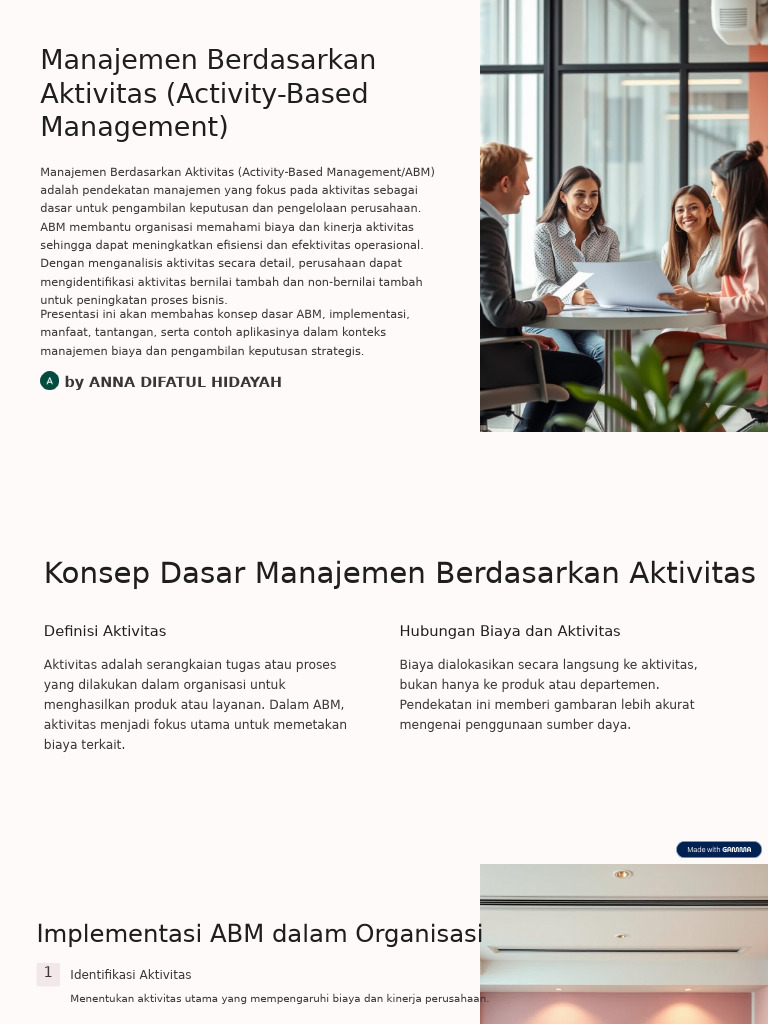 Manajemen Berdasarkan Aktivitas Activity Based Management | PDF