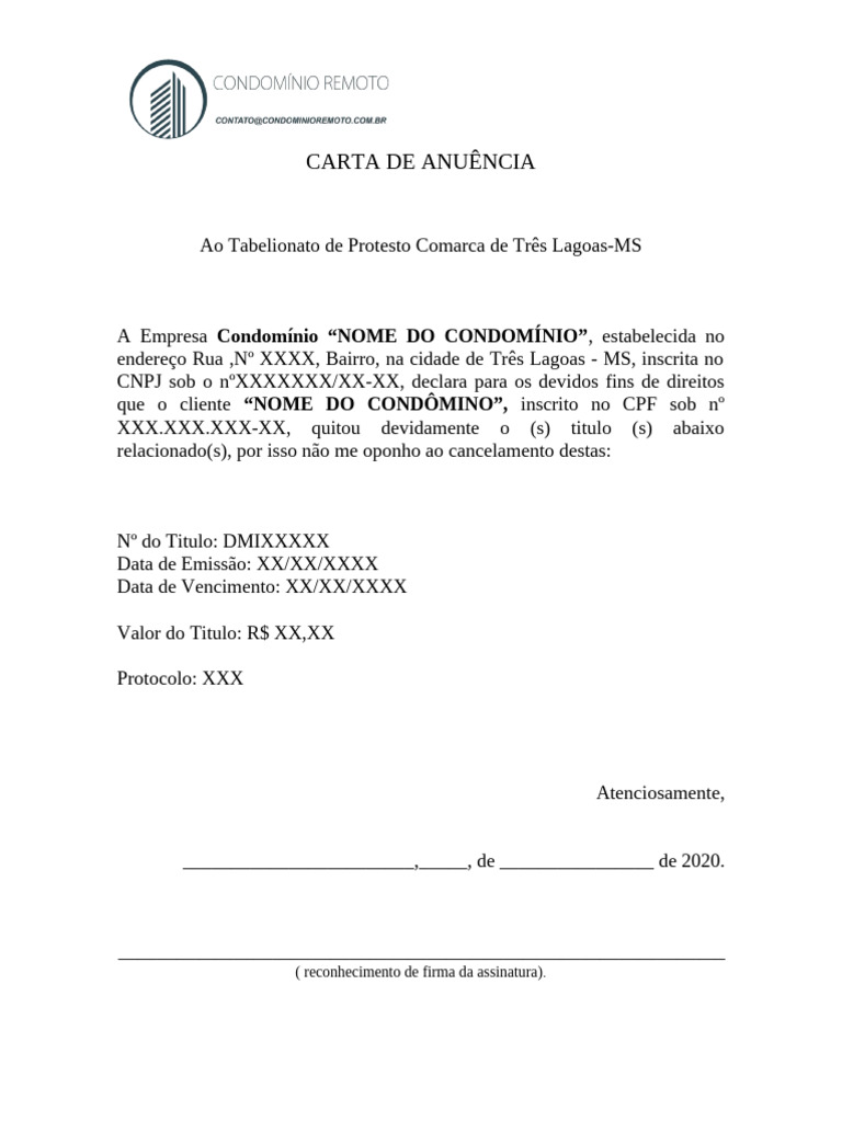 Modelo Carta de Anuência | PDF