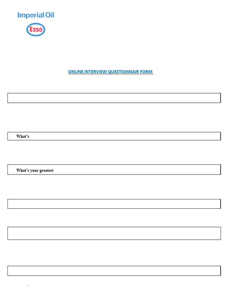Online Interview Questionnaire Form | PDF