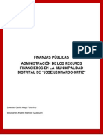 Finanzas Públicas Aplicadas A La Municipalidad Distrital de Jose Leonardo Ortiz