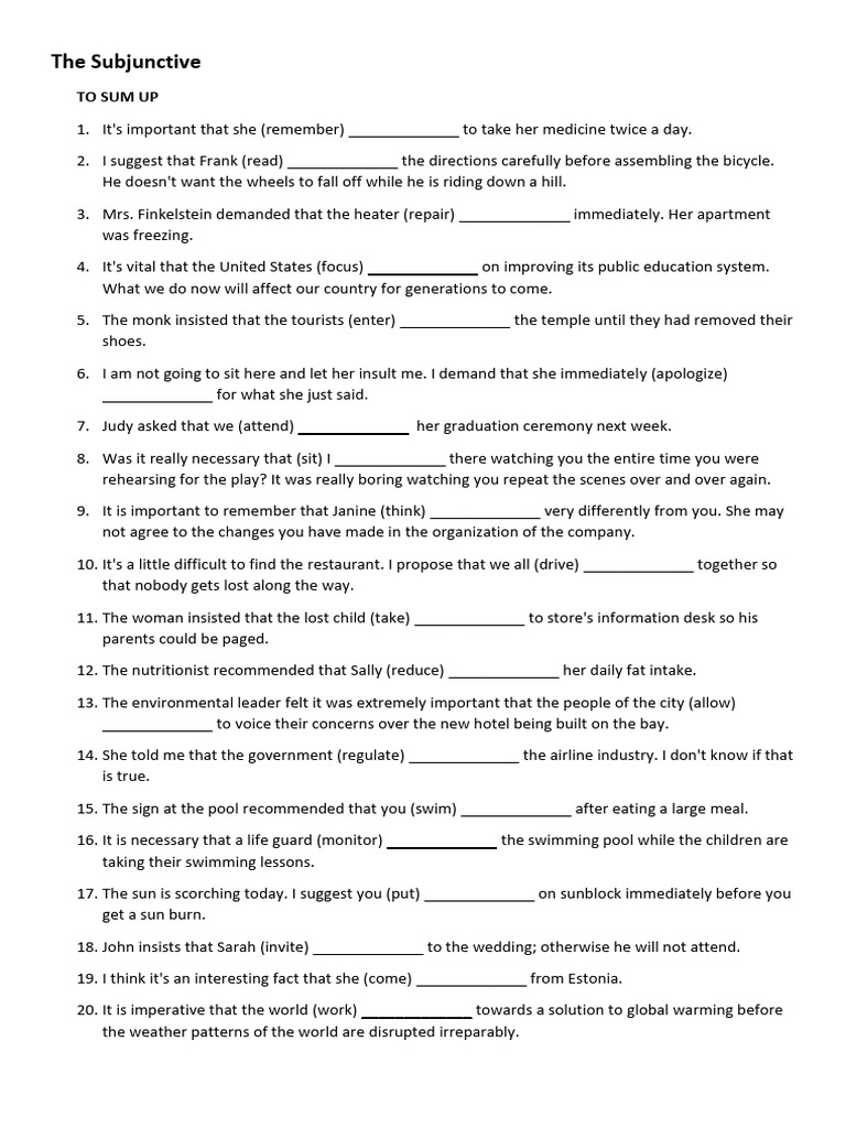 Apap 2 (PT) - Online 01.03.2024 - The Subjunctive - Worksheet | PDF