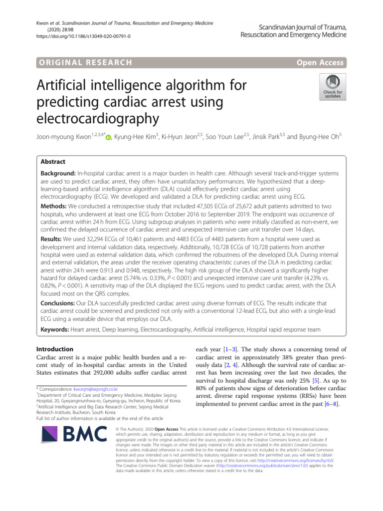 AI Predicts Cardiac Arrest via ECG | PDF | Cardiac Arrest ...