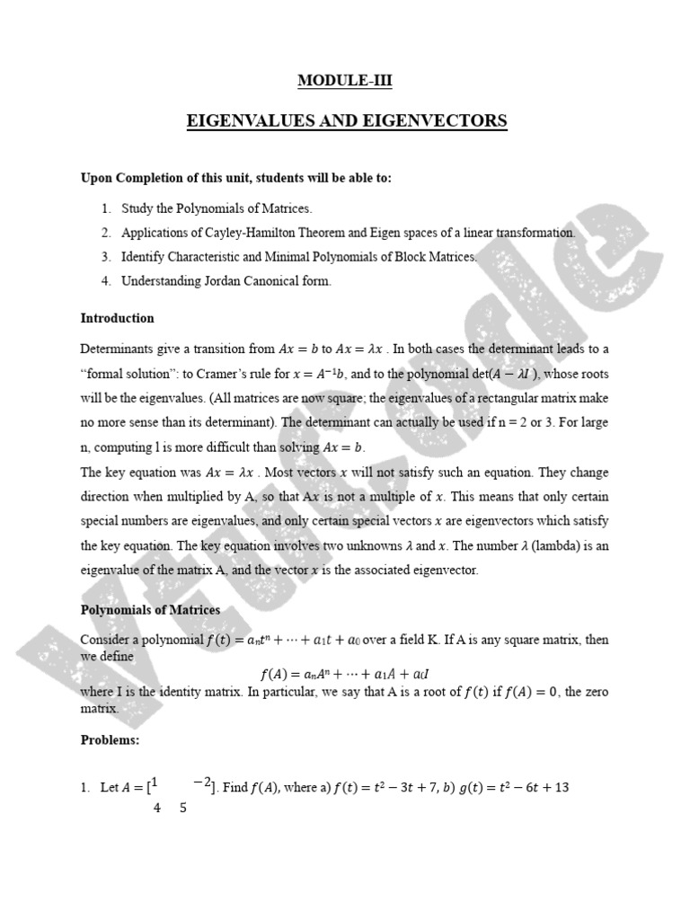 BCS405D Module 3 PDF | PDF | Eigenvalues And Eigenvectors | Determinant
