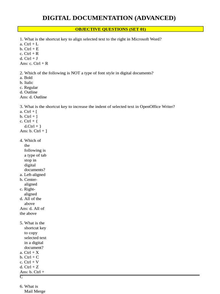 01 Digital Documentation Advanced Important Questions Answers | PDF ...