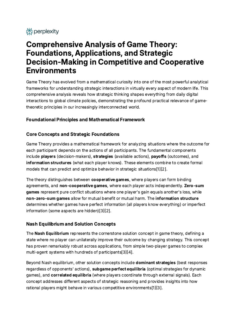 Game Theory: Principles and Applications | PDF | Game Theory ...