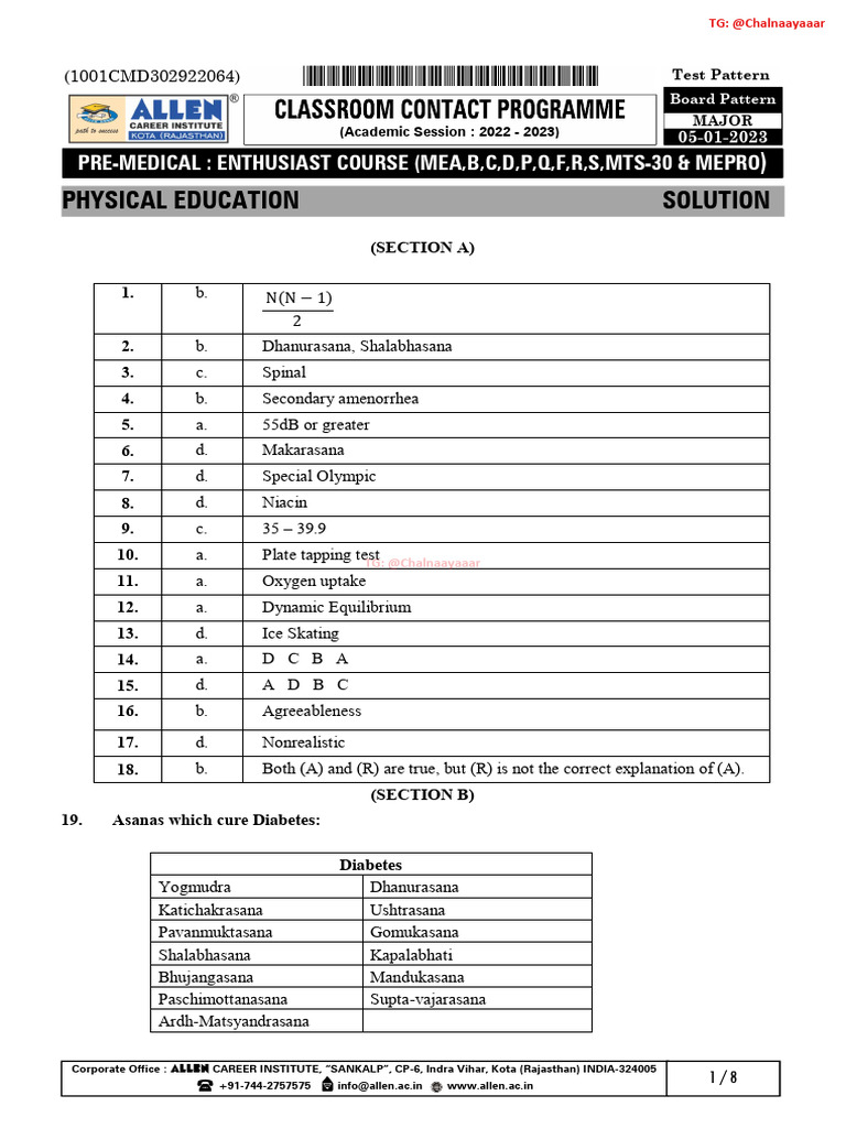 Pre-Medical Course Study Guide 2023 | PDF | Vitamin | Scoliosis
