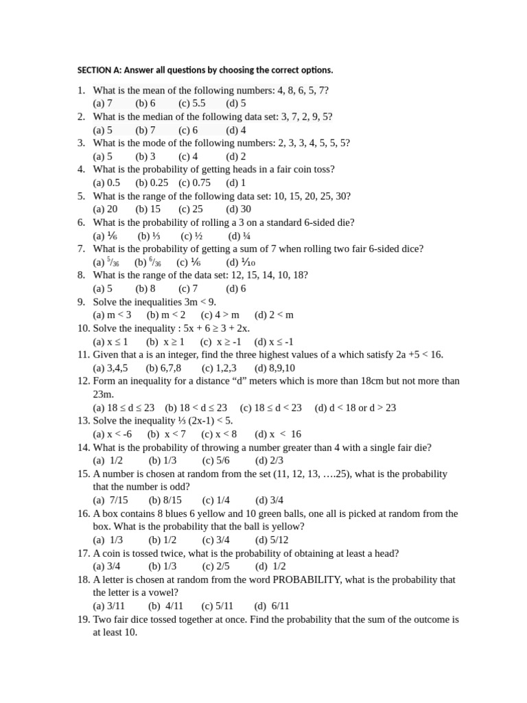 Statistical Questions and Probability Exercises | PDF | Chess Theory ...