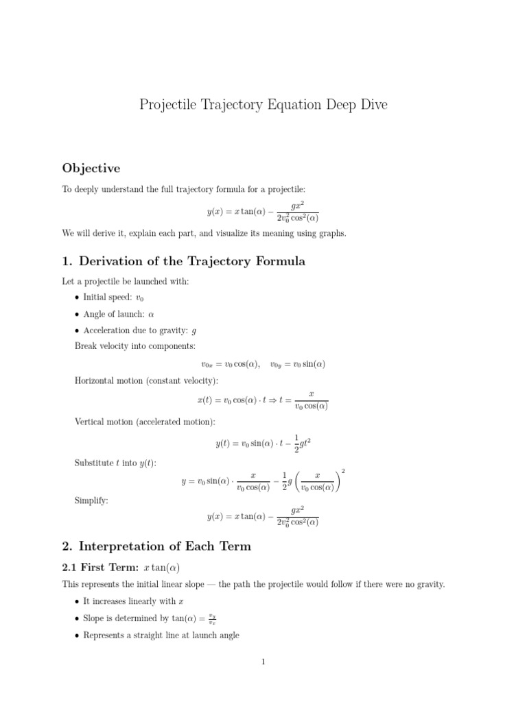 Deriving Projectile Motion Equation | PDF | Physical Phenomena ...