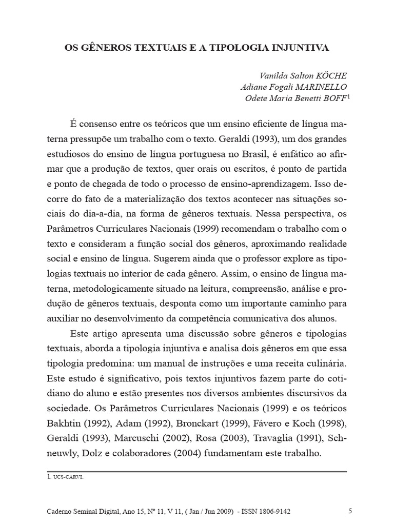 Tipologia Injuntiva nos Gêneros Textuais | PDF