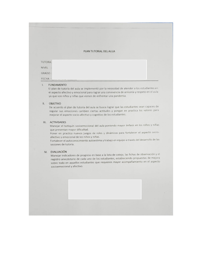 Modelo Del Plan Tutorial | PDF