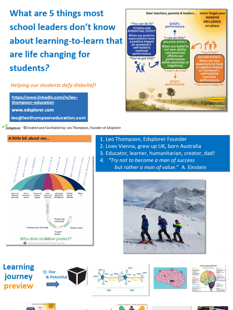 Leaders and Learning - Leo Thompson | PDF | Mindset | Learning