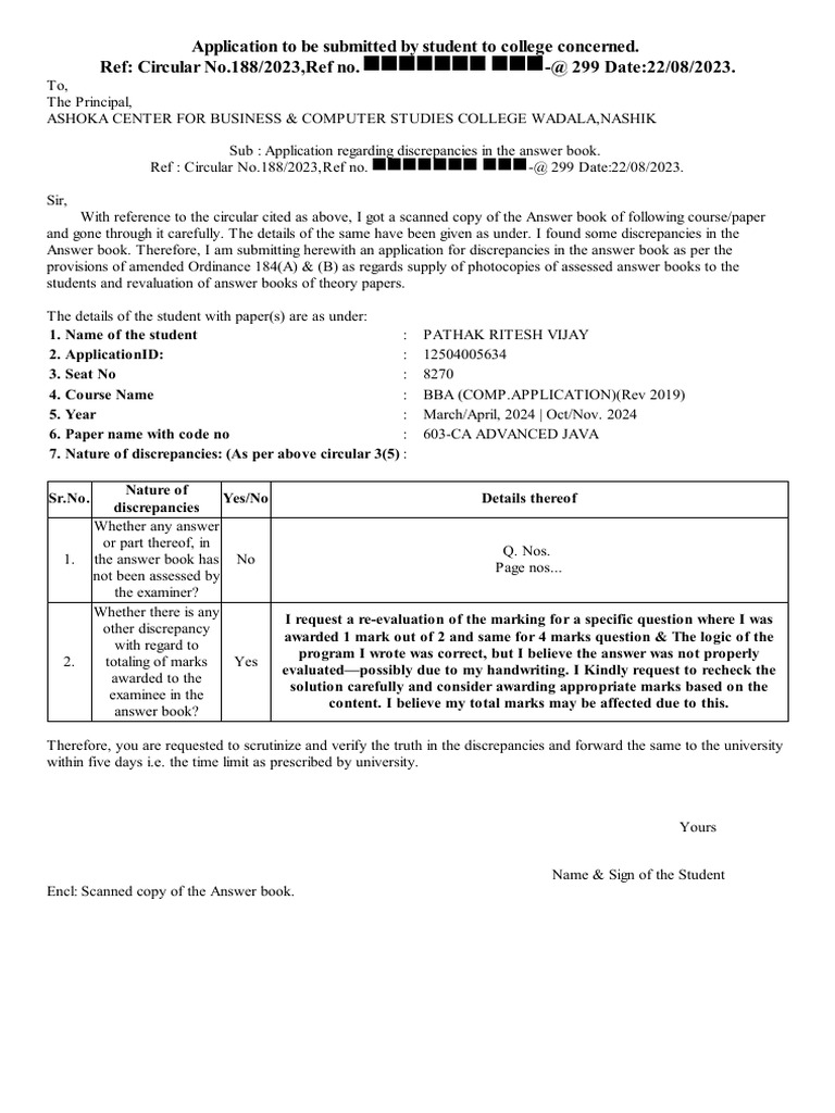 Verificationform Student Pdf