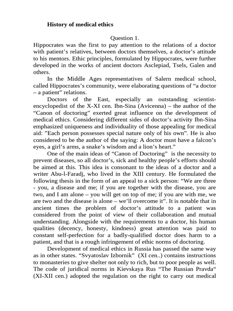 Evolution of Medical Ethics History | PDF | Medicine | Medical Ethics
