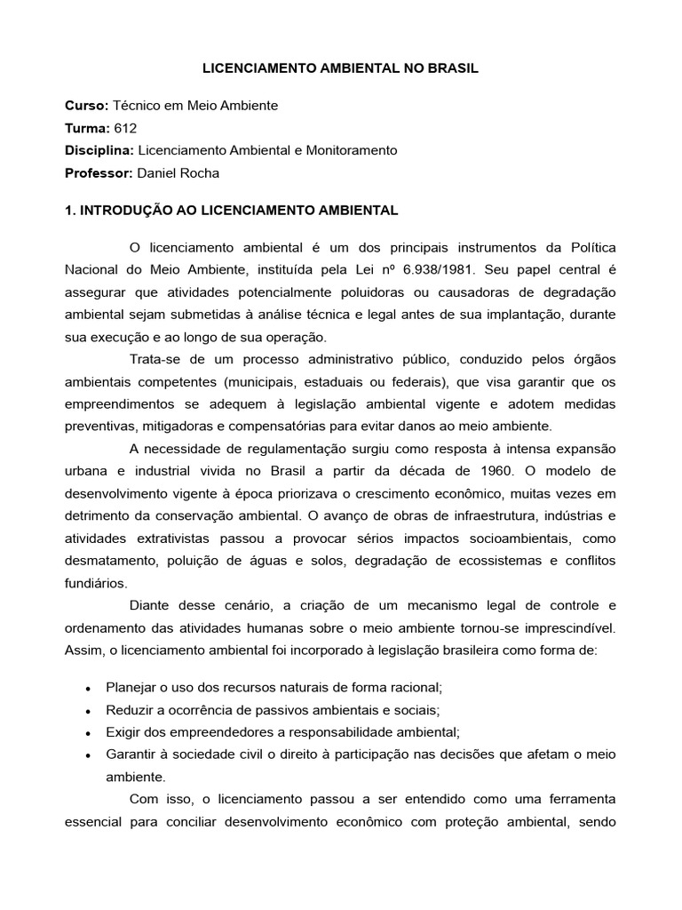 Licenciamento Ambiental no Brasil: Guia Completo | PDF | Declaração de ...