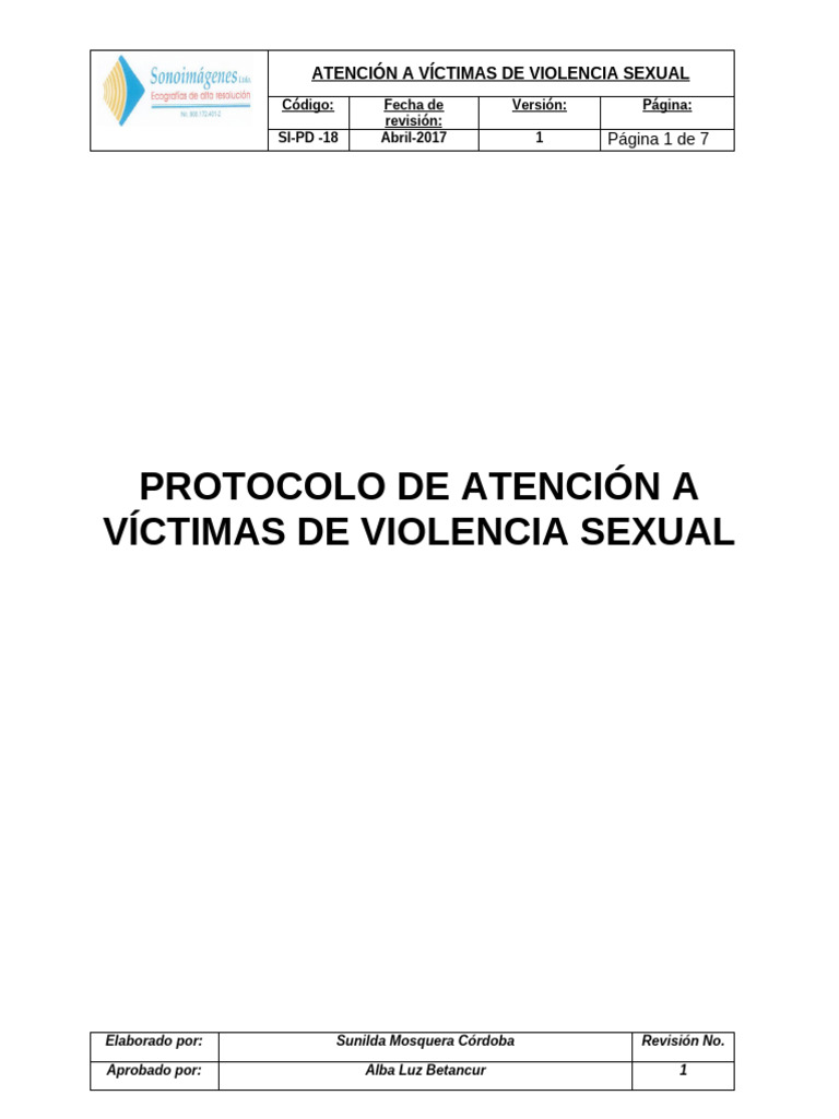 Protocolo de Atención a Víctimas de Violencia Sexual | PDF | Violencia ...