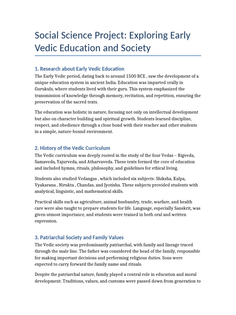 Vedic Education: Curriculum and Society | PDF | Vedas | Hindu Literature