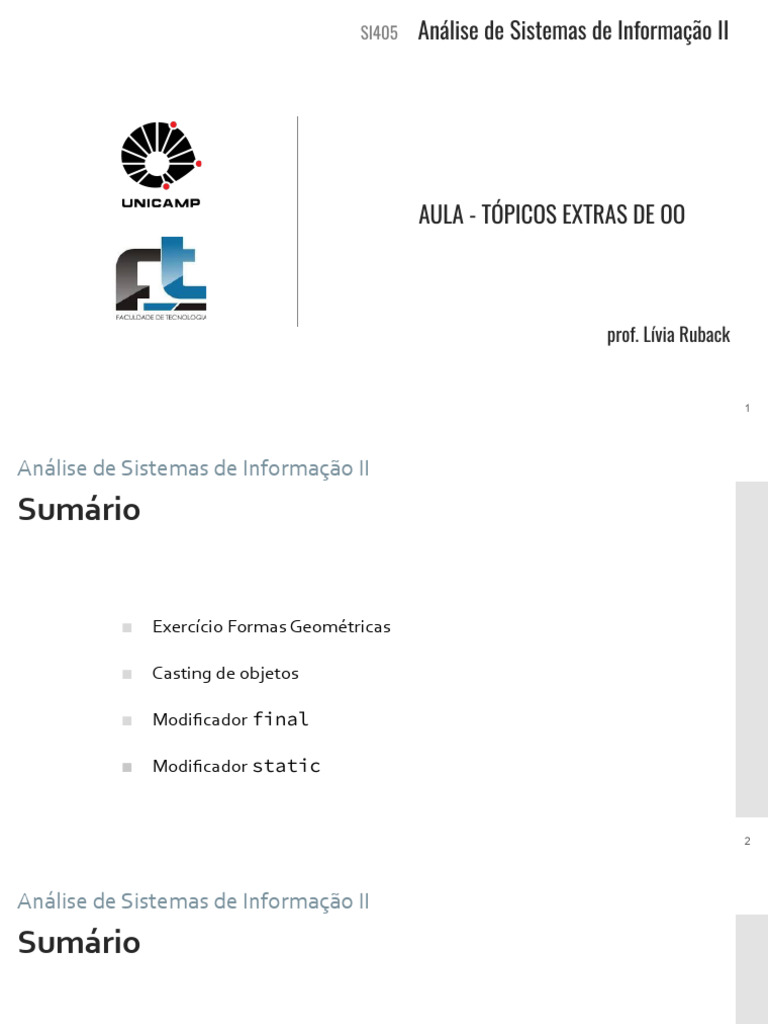 Exercícios de OO em Java: Polimorfismo e Modificadores | PDF | Classe ...