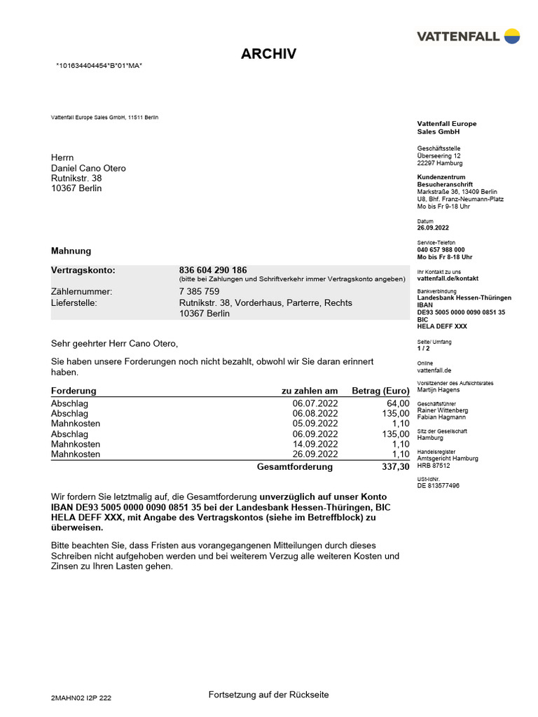 Vattenfall Luz | PDF