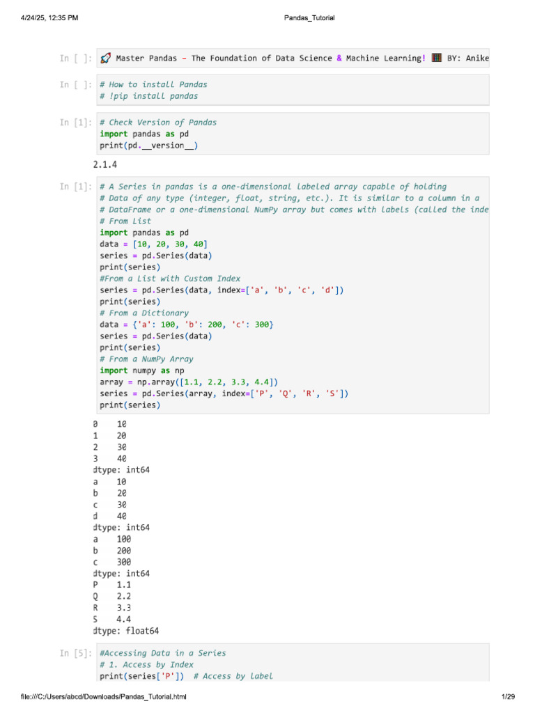Pandas Tutorial | PDF