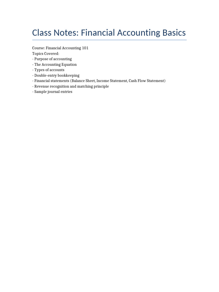Financial Accounting Basics Overview | PDF