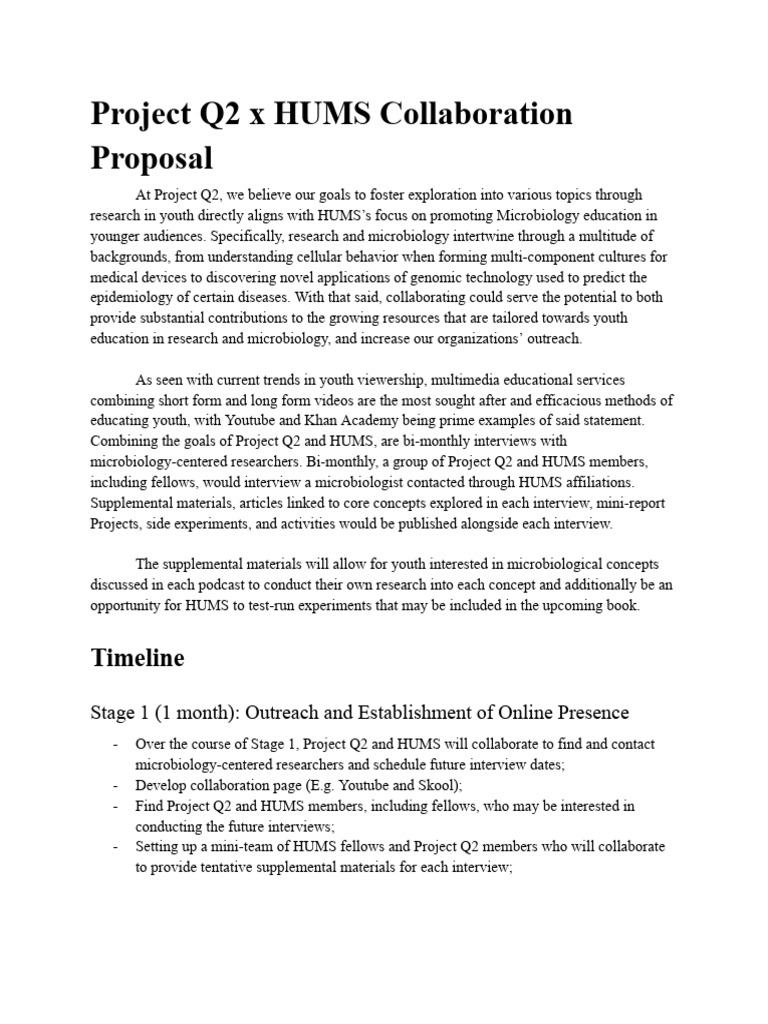 Project Q2 and HUMS Microbiology Initiative | PDF