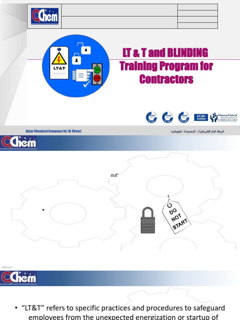Lockout, Tagout & Try - Contractors HSE-SAF-PPT-00-0105 | PDF
