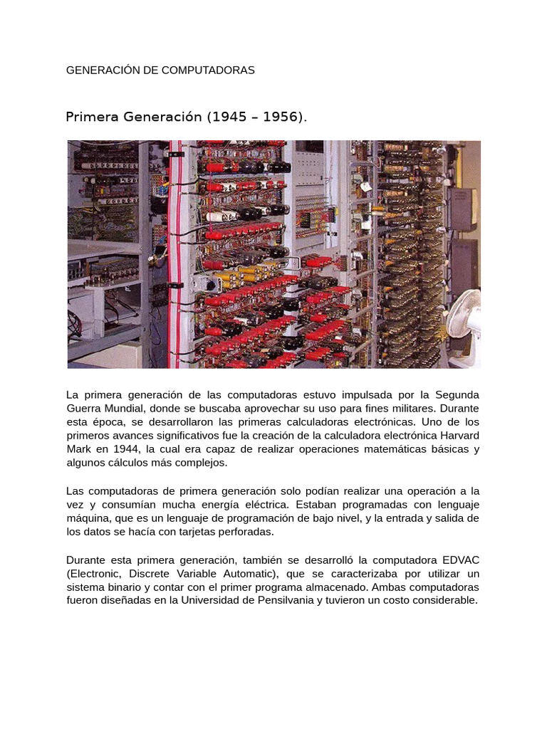 Generación de Computadoras | PDF | Hardware de la computadora ...