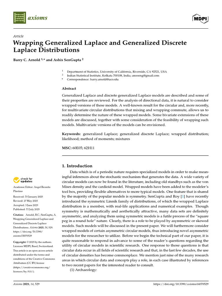 Wrapped Generalized Laplace Models | PDF | Random Variable | Symmetry