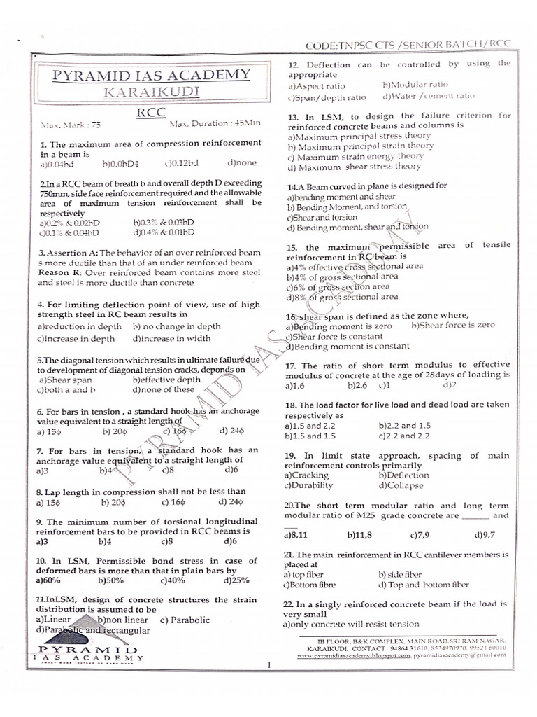 RCC Unit Test | PDF