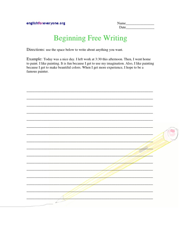 Free Writing Exercise Template | PDF