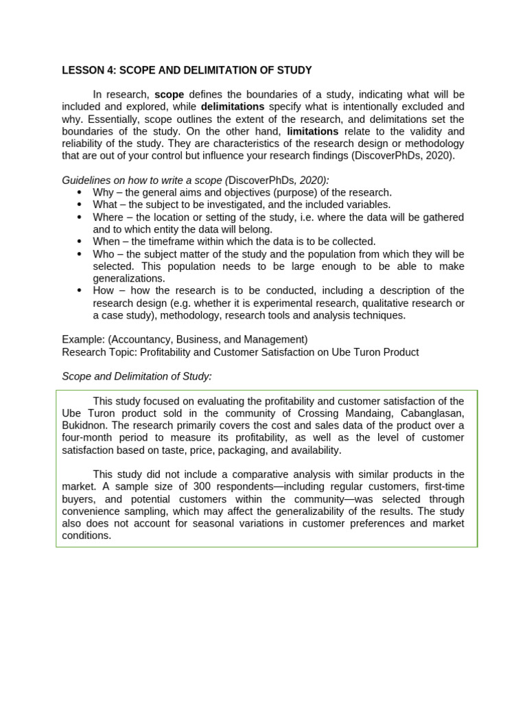 Defining Scope and Delimitations in Research | PDF | Methodology ...