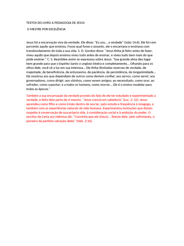 Textos Do Livro A Pedagogia de Jesus | PDF