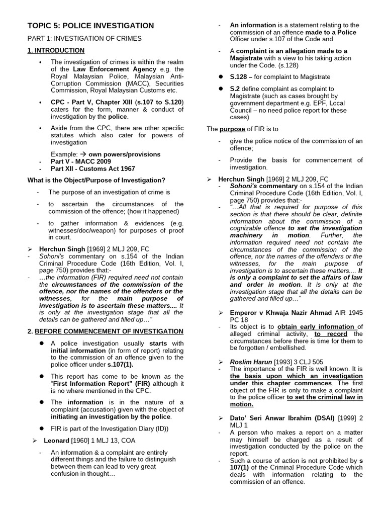 Chapter 5 (Police Investigation) | PDF | Criminal Procedure In South ...