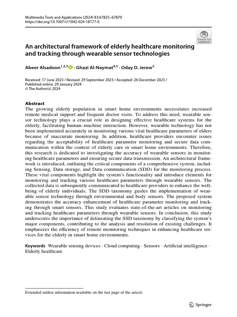 An Architectural Framework of Elderly Healthcare Monitoring and ...
