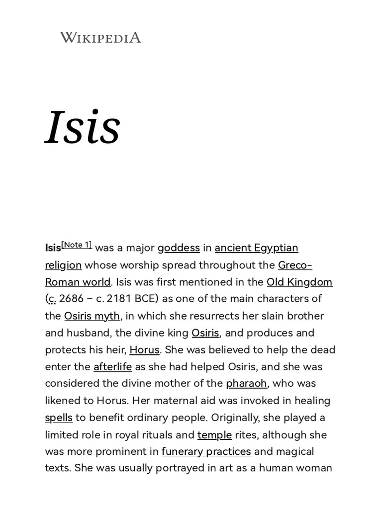Isis - Wikipedia | PDF | Isis | Osiris