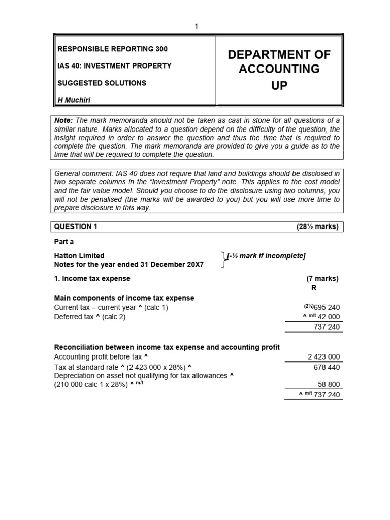 IAS 40 Suggested Solutions | PDF | Deferred Tax | Expense