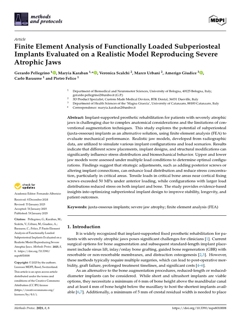 Finite Element Analysis of Subperiosteal Implants | PDF | Dental ...