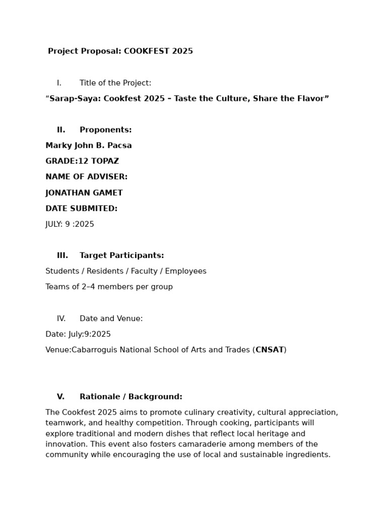 Cookfest 2025: Culinary Culture Showcase | PDF | Foods | Cooking