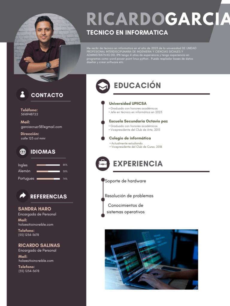 Curriculum Vitae Técnico en Informática | PDF