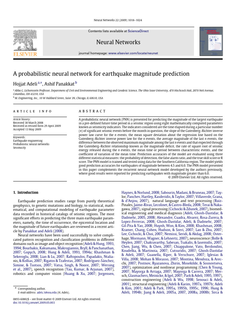 Probabilistic Neural Network for Earthquake Prediction | PDF | Moment ...