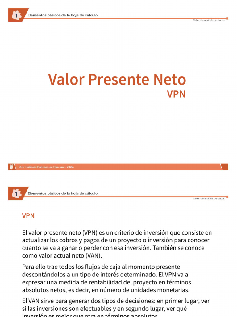 Valor Presente Neto: Cálculo y Decisiones | PDF | Valor presente neto ...