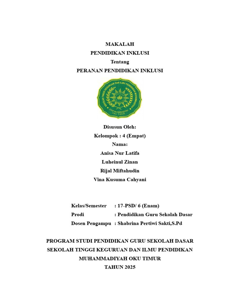 Peranan Pendidikan Inklusi di Sekolah Dasar | PDF