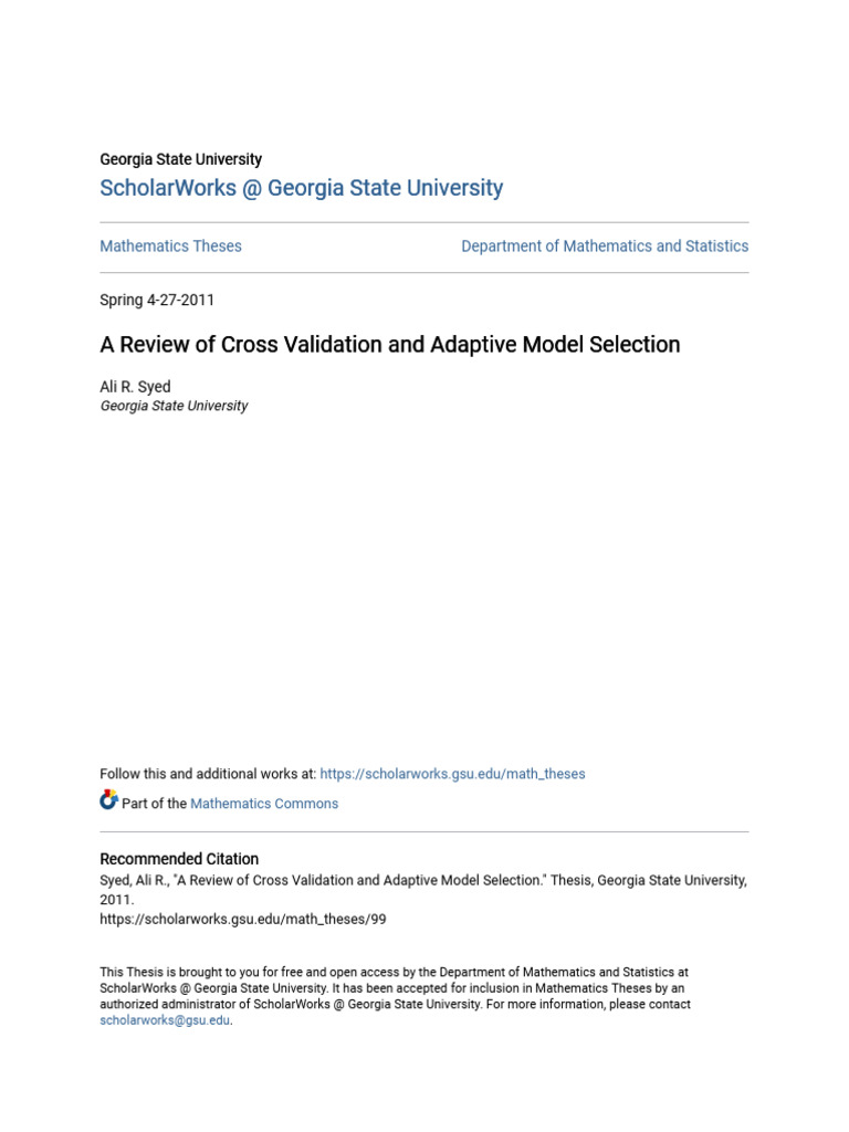 Cross Validation & Adaptive Model Selection | PDF | Akaike Information ...
