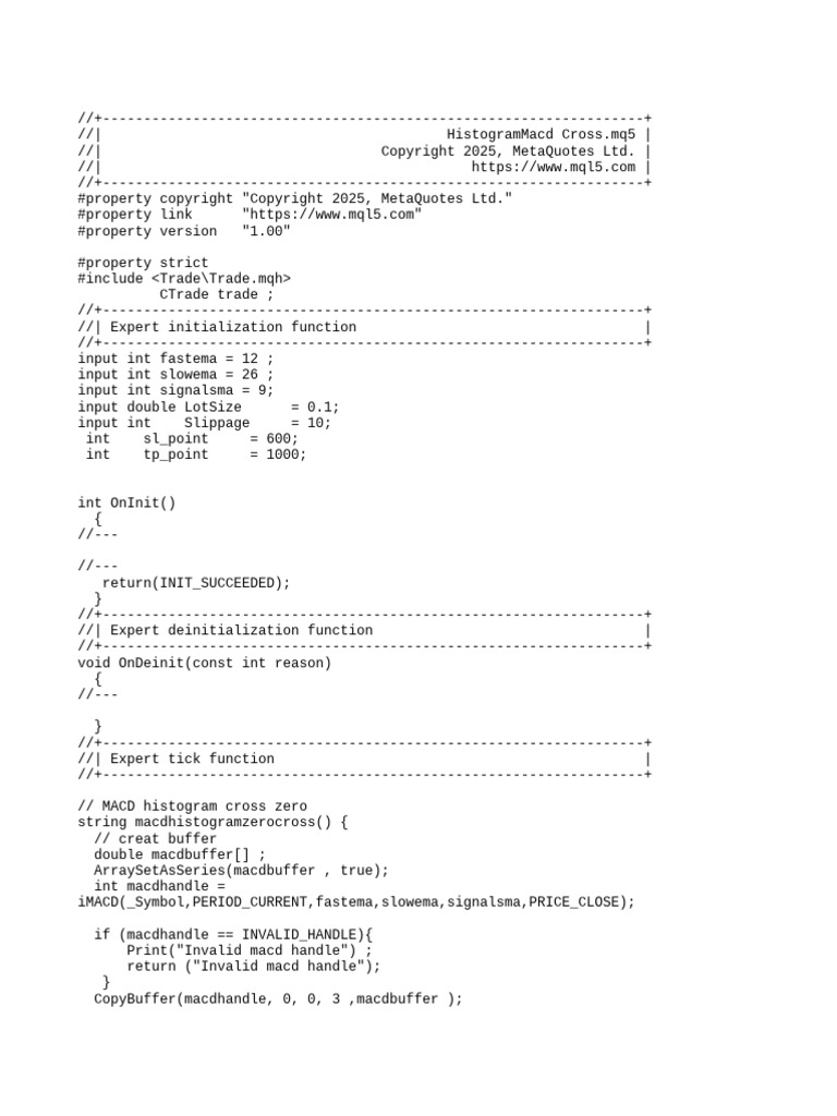MACD Histogram Zero Cross Strategy | PDF | Computing | Computer Programming