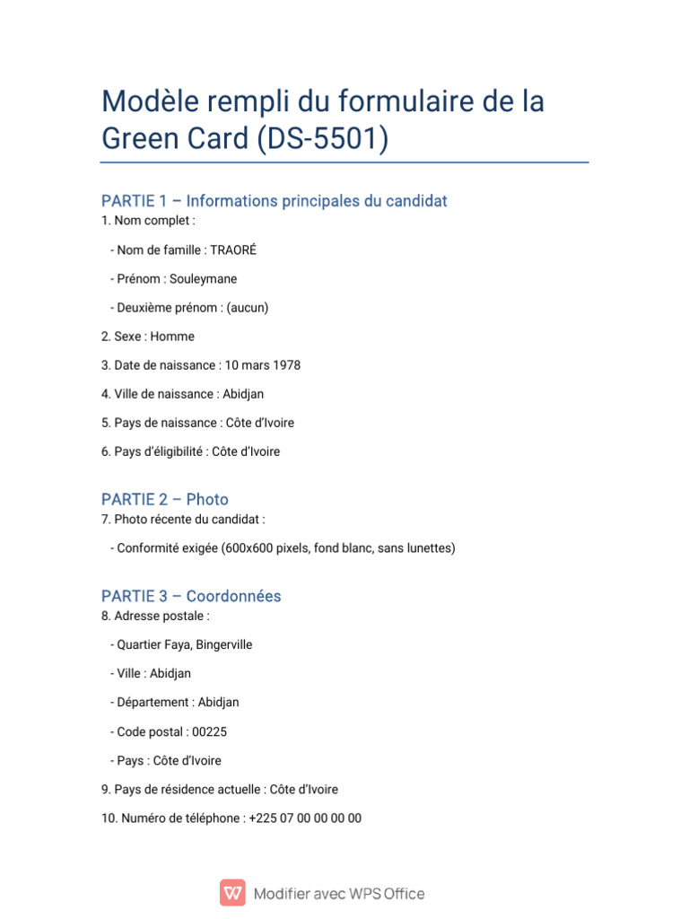 Formulaire Green Card DS-5501 Rempli | PDF | Théorie (échecs) | Échecs