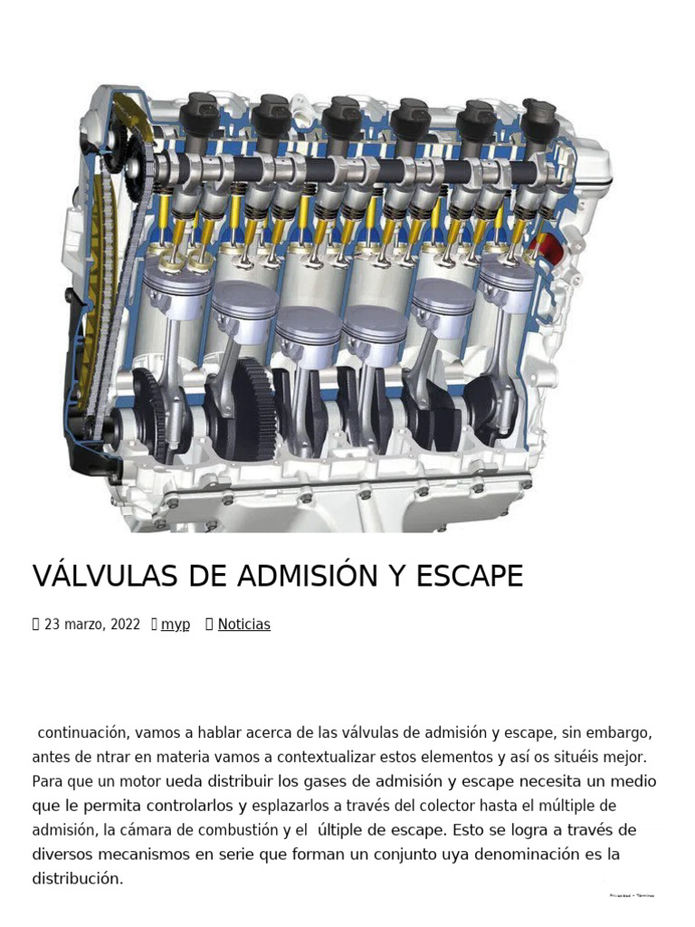 Válvulas de Admisión y Escape en Motores | PDF | Pistón | Motores